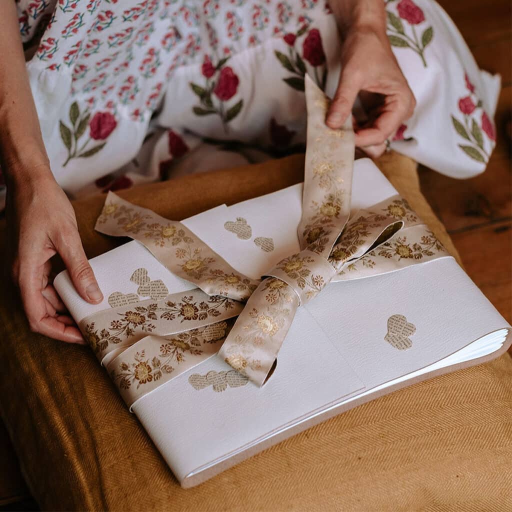 Wedding Guest Book: Leather & Silk Ribbon